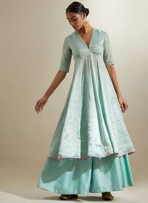 Blue plain silk anarkali 5