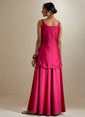 Hot pink plain chanderi sharara 5