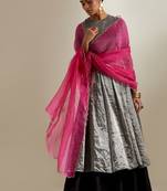 Silver plain silk anarkali