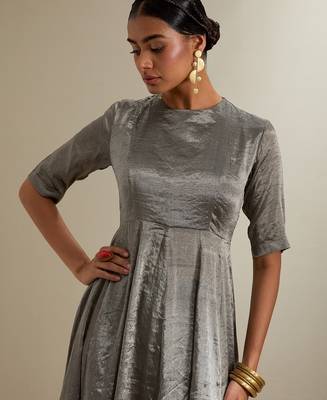 Silver plain silk anarkali 2