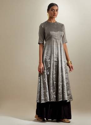 Silver plain silk anarkali 3