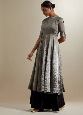 Silver plain silk anarkali 4