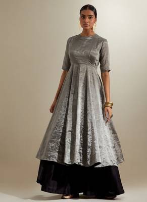 Silver plain silk anarkali 5