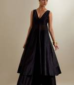 Black plain chanderi kurta set