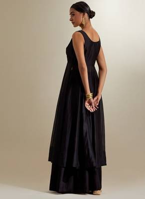 Black plain chanderi kurta set 5