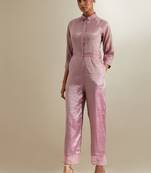 Light-pink plain silk jumpsuit