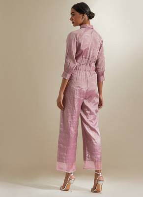 Light-pink plain silk jumpsuit 3
