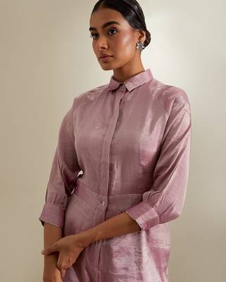 Light-pink plain silk jumpsuit 4