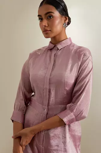 Light-pink plain silk jumpsuit