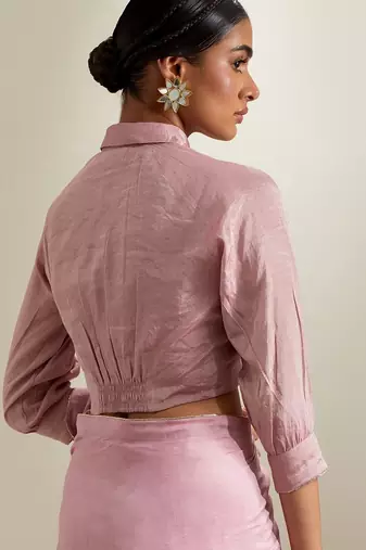 Pink plain chanderi saree