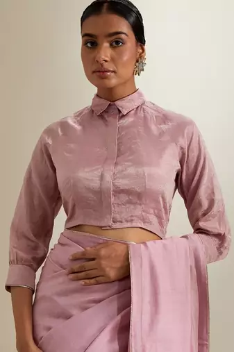 Pink plain chanderi saree