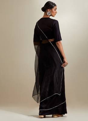 Black plain chanderi saree 3