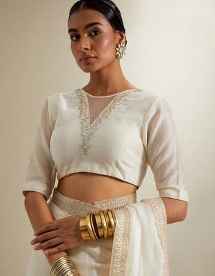 White embroidered chanderi saree 2