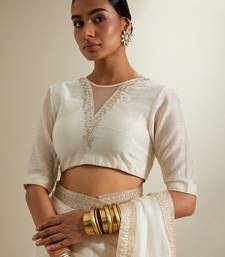 White embroidered chanderi saree