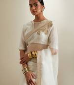 White embroidered chanderi saree