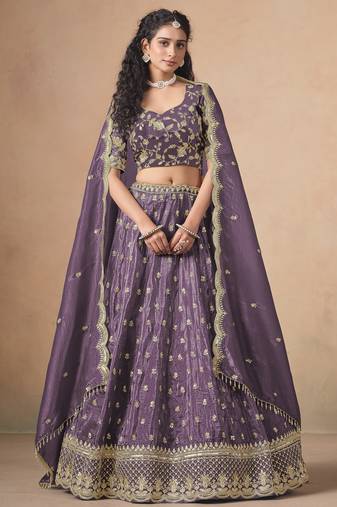 Lavender Designer Sequin Embroidered Organza Lehenga Choli with Dupatta     Party Wear / Wedding Wear