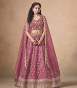 Pink Designer Sequin Embroidered Organza Lehenga Choli with Dupatta   Party Wear / Wedding Wear