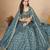 Teal Designer Sequin Embroidered Organza Lehenga Choli with Dupatta     Party Wear / Wedding Wear