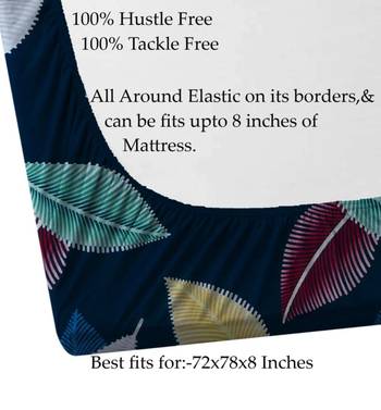 multicolor abstract printed glace cotton elastic fitted bedsheet 2