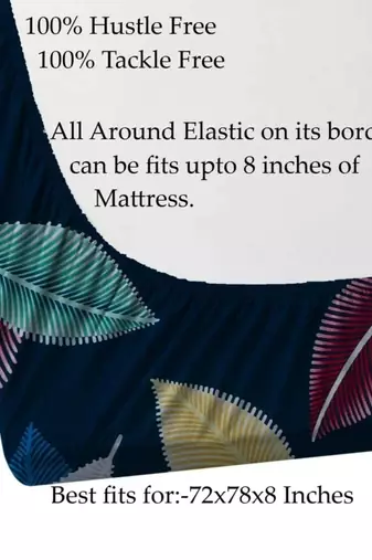 multicolor abstract printed glace cotton elastic fitted bedsheet