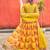 Yellow art silk semi stitched lehenga choli with taby silk print