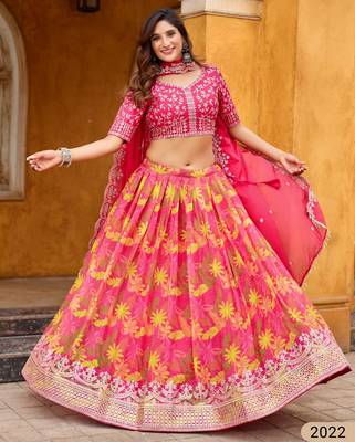 magenta art silk lehenga set with choli and dupatta 1
