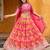 Magenta art silk semi stitched lehenga choli with taby silk print