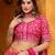 Magenta art silk semi stitched lehenga choli with taby silk print
