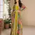Yellow heavy fox georgette free size anarkali shrug suit with silk print