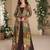 Brown heavy fox georgette free size anarkali shrug suit with silk print
