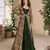 Dark green heavy fox georgette free size anarkali shrug suit with silk print