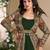 Dark green heavy fox georgette free size anarkali shrug suit with silk print