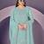 Sky blue heavy georgette embroidered semi stitched suit with khatli work