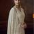 White heavy chinon free size stitched salwar suit with sequence embroidery work
