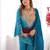 Women's Sky blue Silk Party Wear Sharara Suit Set with Embroidery Work 