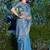 Teal blue heavy sequin embroidered work fendy two tone silk saree sari