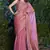Onion pink heavy sequin embroidered work fendy two tone silk saree sari