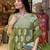Green rayon kurta set for women with dupatta
