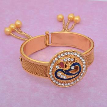 gold plated american diamond peacock design meenakari kada women traditional 1