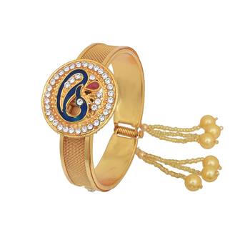 gold plated american diamond peacock design meenakari kada women traditional 2