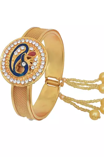 gold plated american diamond peacock design meenakari kada women traditional