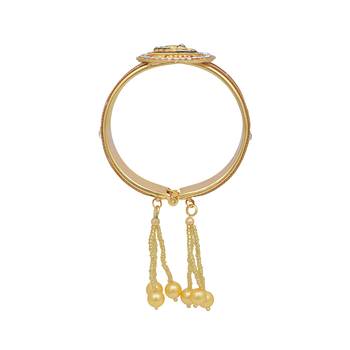 gold plated american diamond peacock design meenakari kada women traditional 3