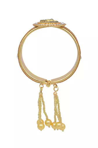 gold plated american diamond peacock design meenakari kada women traditional