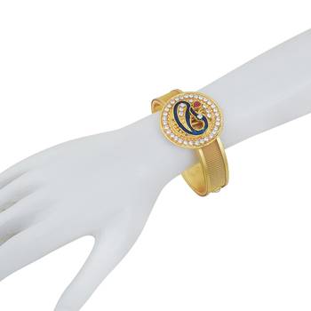 gold plated american diamond peacock design meenakari kada women traditional 4