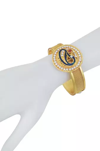 gold plated american diamond peacock design meenakari kada women traditional
