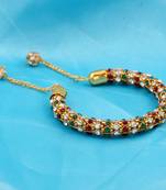 gold plated brass colourful cz free size kada bangle fashion stylish