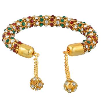 gold plated brass colourful cz free size kada bangle fashion stylish 2