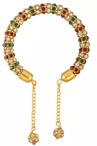 gold plated brass colourful cz free size kada bangle fashion stylish