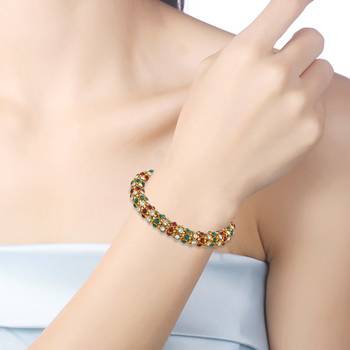 gold plated brass colourful cz free size kada bangle fashion stylish 4