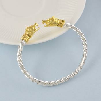 brass silverplated golden head free size fashion kada bangle for men and women 1